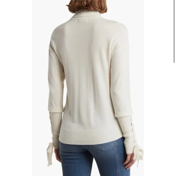 NWT Ramy Brook Walt Turtle Neck Long Lace-Up Sleeve Top - Picture 4 of 9
